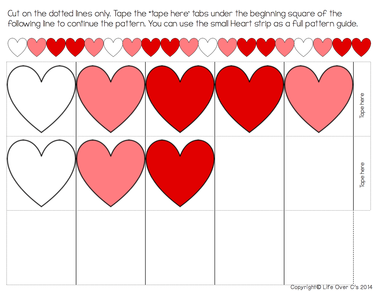 free printable heart pattern strips for valentine's day